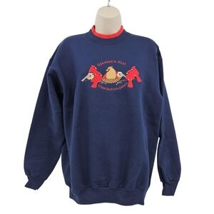 Grandma's Nest Sweatshirt Womens Medium Navy Embroidered Birds Funny Novelty Mom
